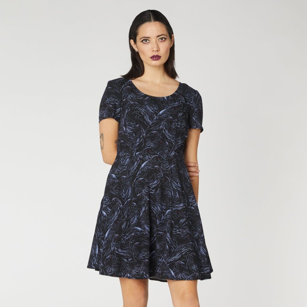 Dangerfield Black Friday Viscose Goth Raven Dress, Size S